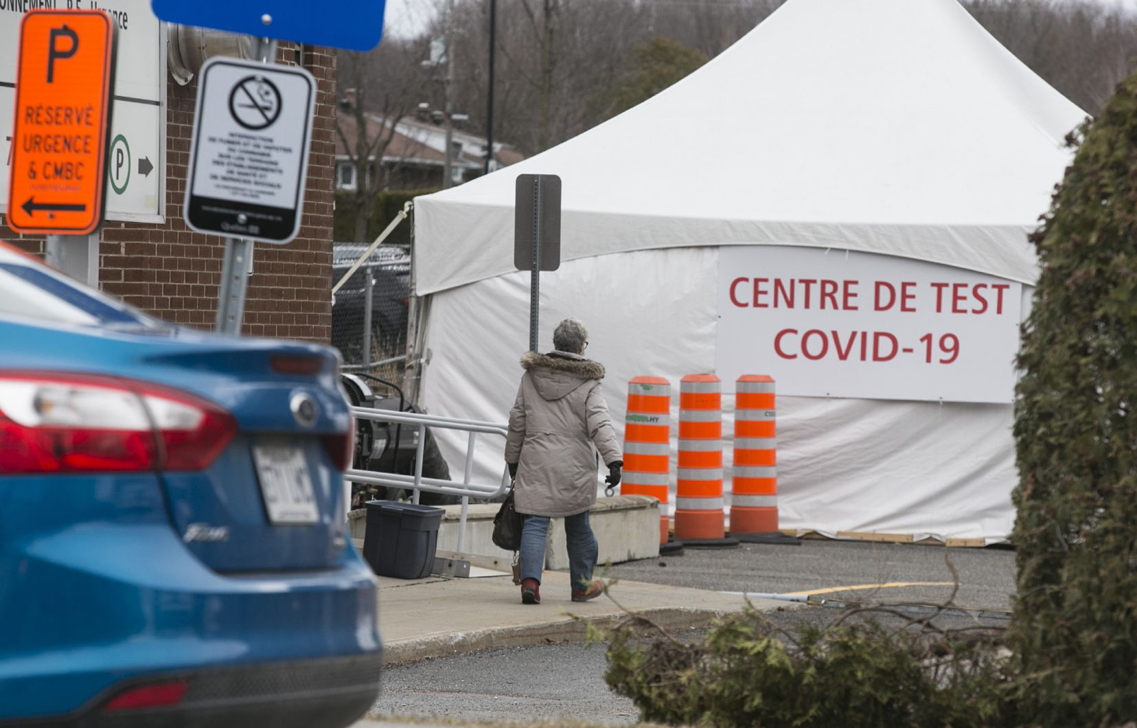 Le centre de dépistage de la Covid-19 près de l'hôpital de Granby